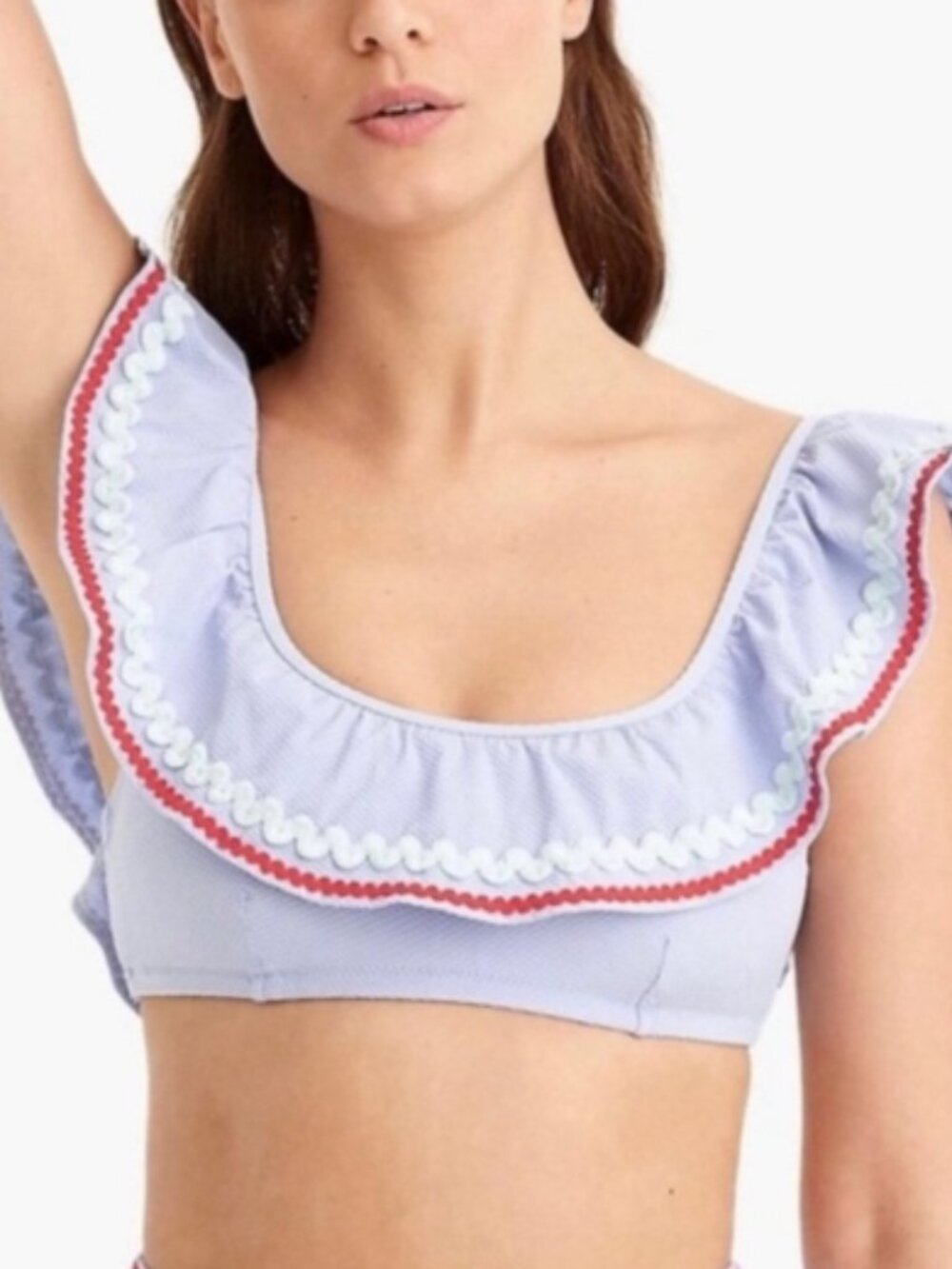 J Crew Ric Rac Ruffle Periwinkle Bikini Top only size Small